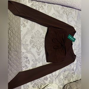 SHEIN long sleeve brown crop top